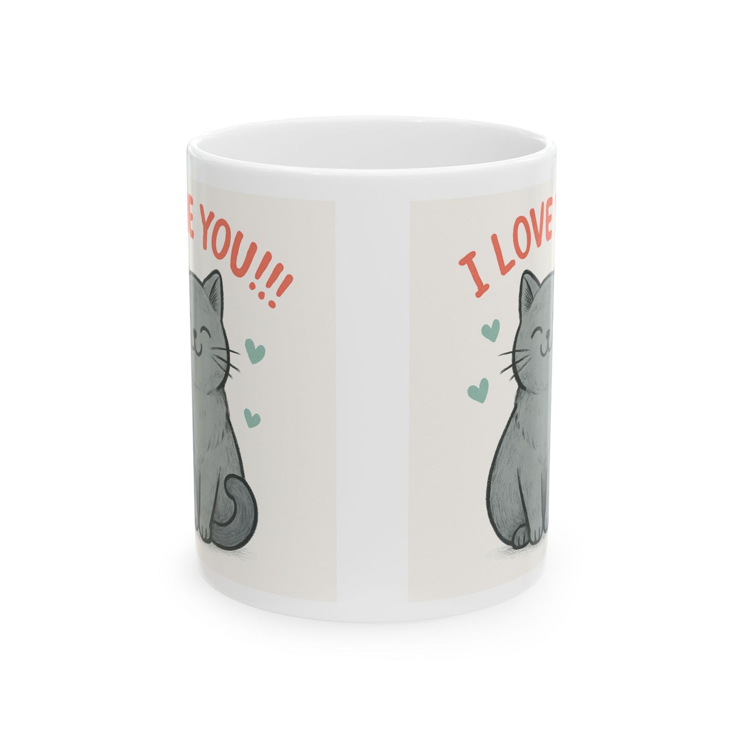 Cute Cat I Love You Mug | Adorable Ceramic Coffee Cup | Gift for Cat Lovers | Birthday, Valentine’s Day, Appreciation Gift
